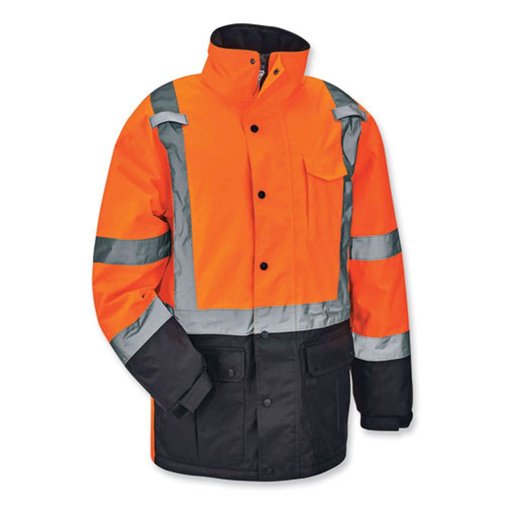 ergodyne GloWear 8384 Extra Large Orange Class 3 Hi-Vis Quilted Thermal Parka