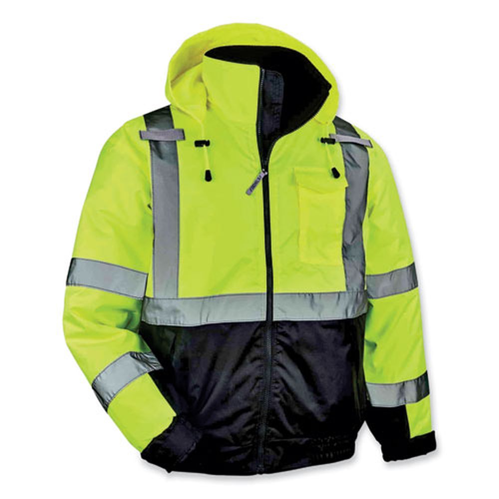 ergodyne GloWear 8377 Lime 5X Large Class 3 Hi-Vis Quilted Bomber Jacket