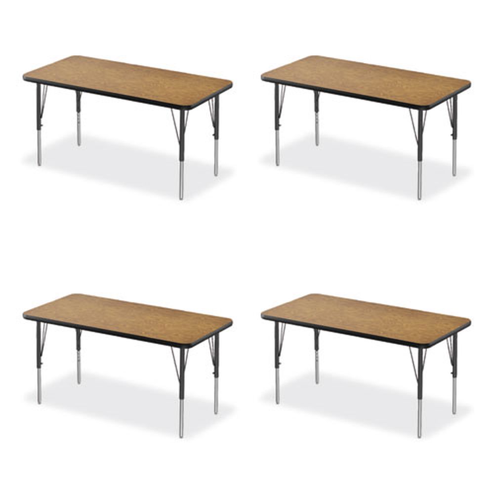 Correll Med Oak Top Black Legs Rectangular Adjustable Activity Table, 48 X 24 X 19 To 29 Inch -- 4 Per Case