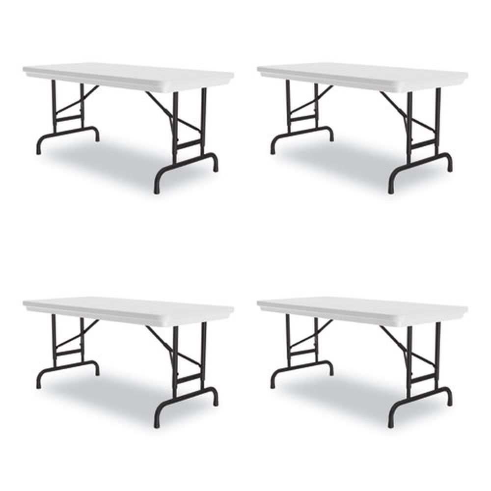 Correll Rectangular Gray Top Adjustable Folding Table With Black Legs, 48x 24x 22 Inch To 32 Inch -- 4 Per Case