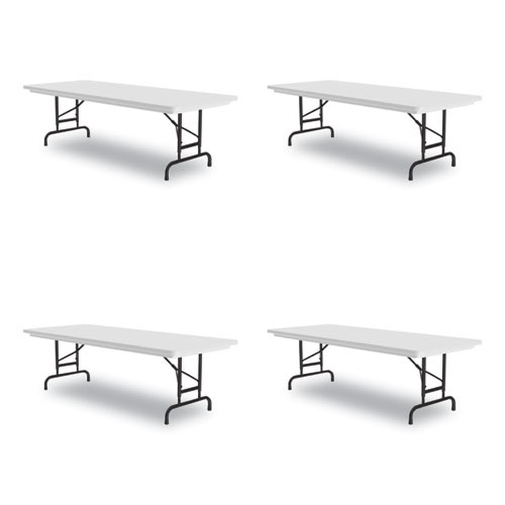 Correll Rectangular Gray Top Adjustable Folding Table With Black Legs, 96x 30x 22 Inch To 32 Inch -- 4 Per Case