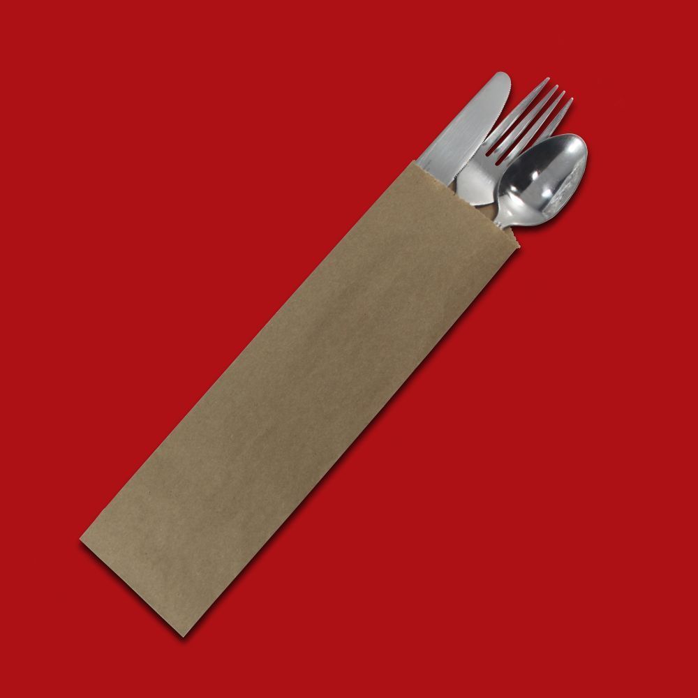 Fischer Natural Kraft Silverware Bag, 2.75 X 10 Inch -- 2000 Per Case