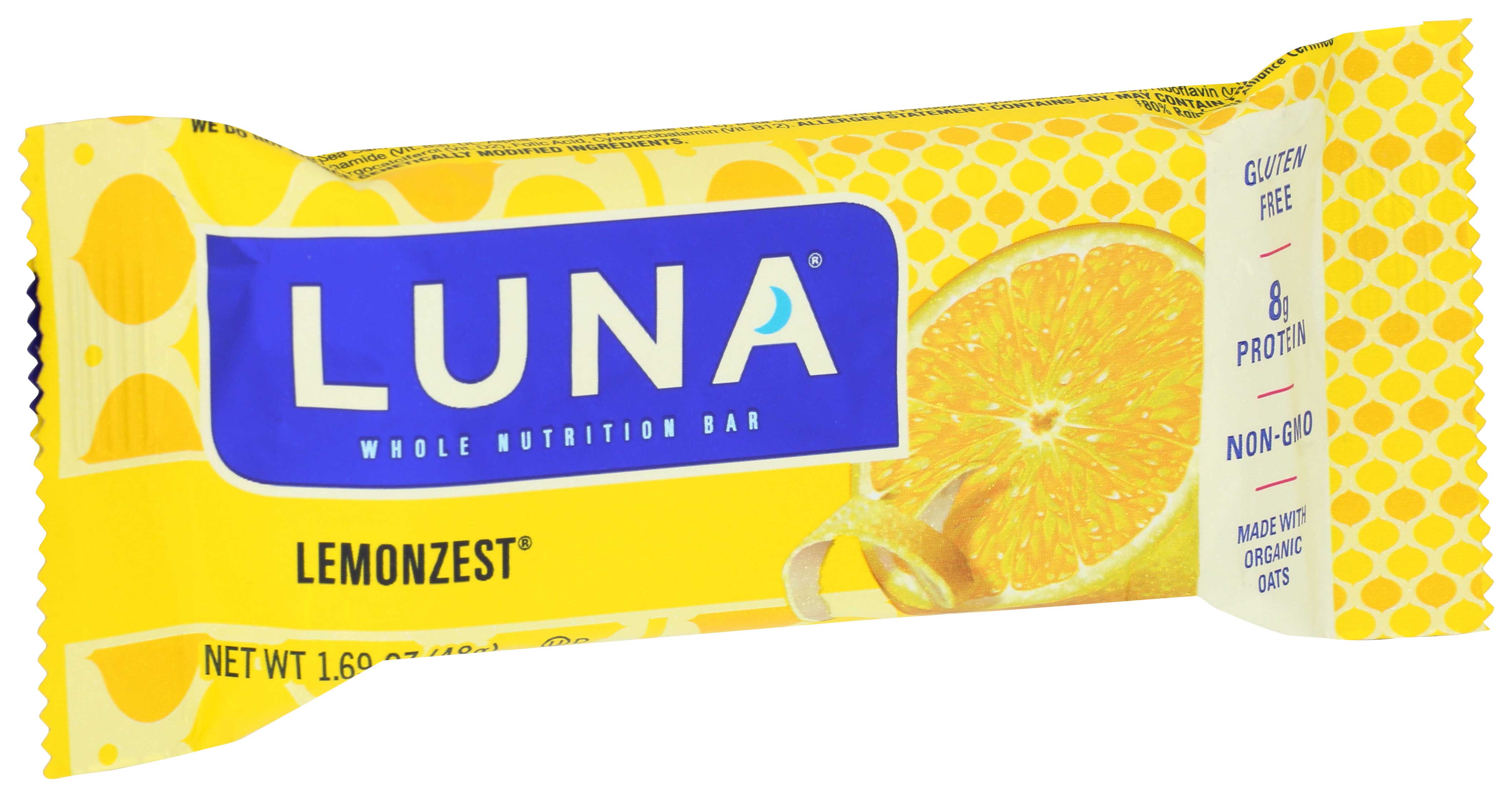 ✨️luna✨️ Luna Organic Lemon Zest Nutrition Bar, 1.69 Ounce -- 15 per case.
