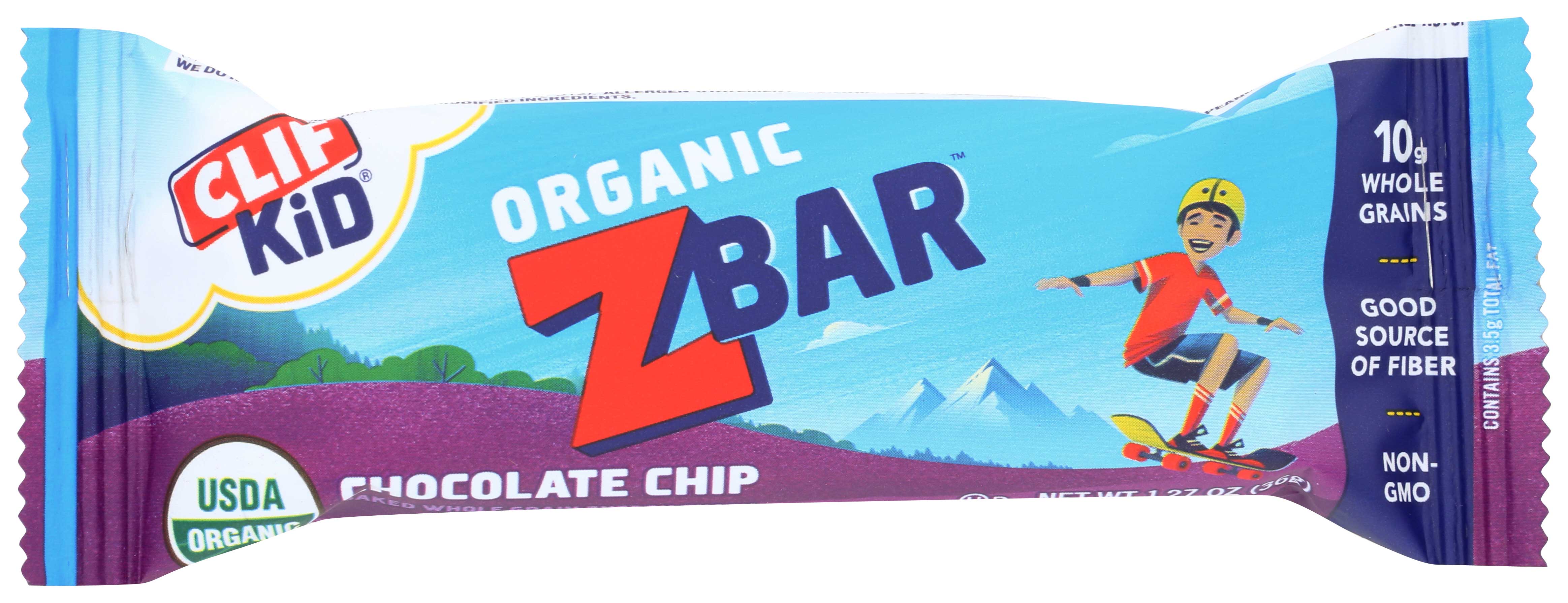 Clif Kid Chocolate Chip Z Bar, 1.27 Ounce -- 18 per case. Clif Kid Chocolate Chip Z Bar, 1.27 Ounce -- 18 per case.