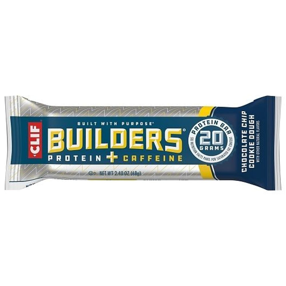 Clif Builders Chocolate Chip Cookie Dough Caffeine Protein Bar, 2.4 Ounce -- 36 Per Case