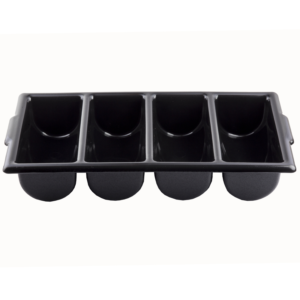 Tablecraft Polyethylene Black 4 Compartment Cutlery Bin, 21.75 X 11.75 X 3.75 Inch -- 12 Per Case