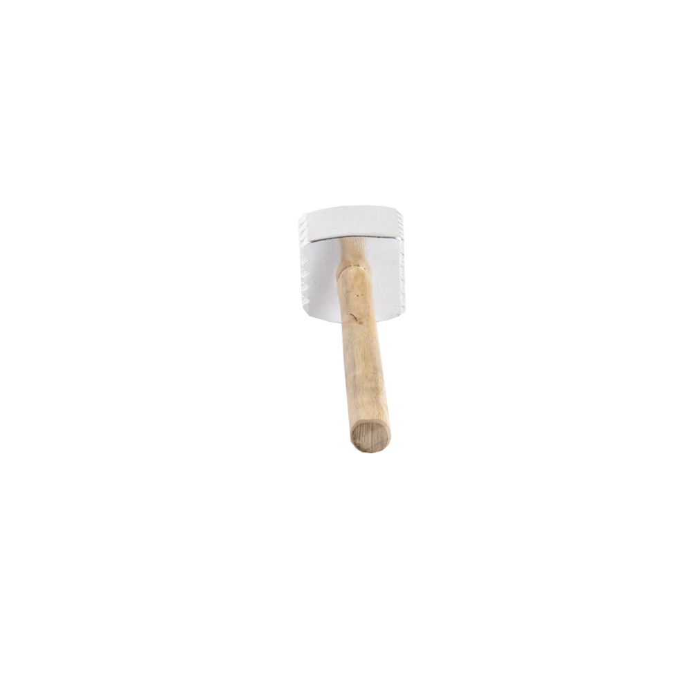 Tablecraft Aluminum Wood Handle Meat Tenderizer, 2.75 X 2.75 X 13 Inch