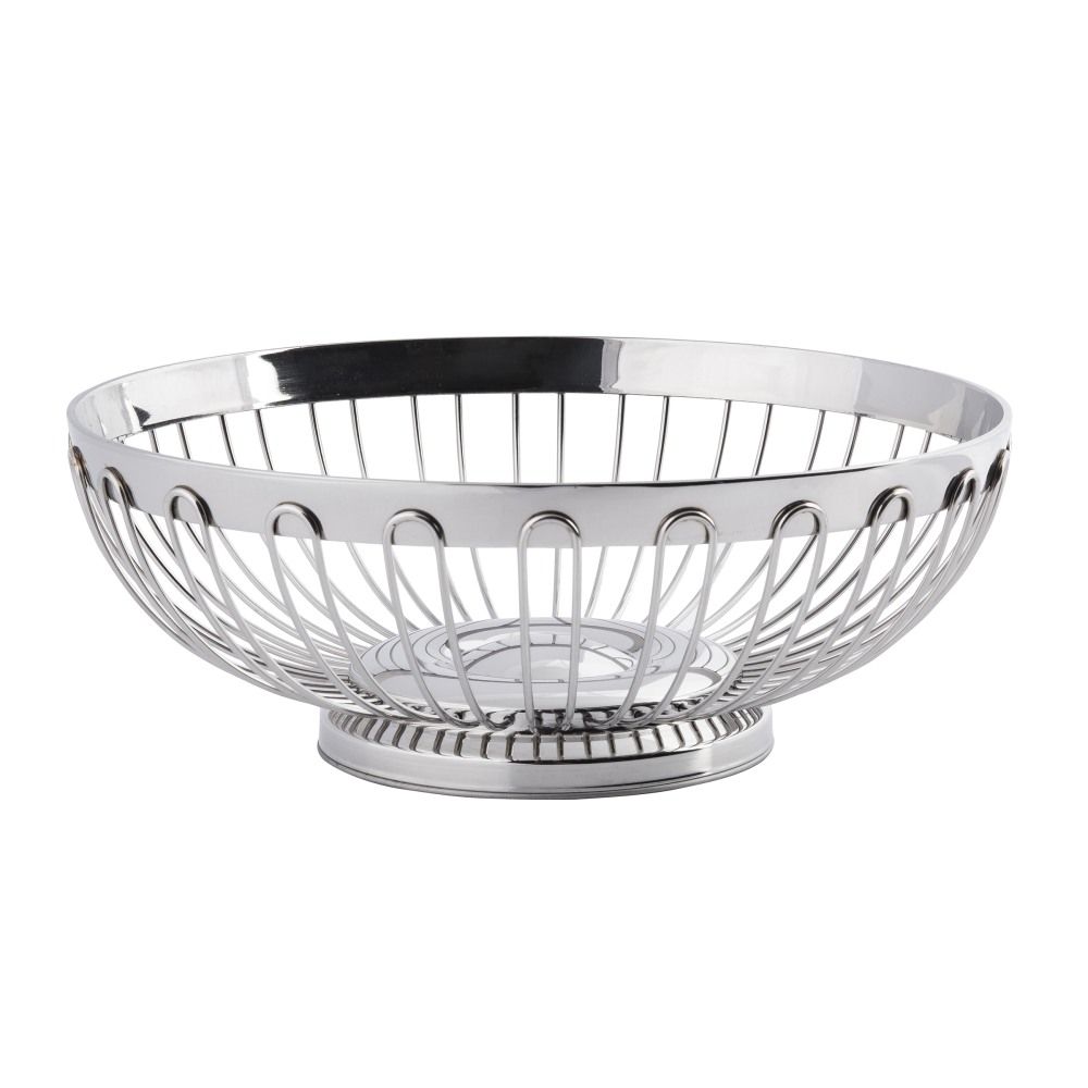 Tablecraft Regent Stainless Steel Round Red Small Spoke Serving Basket, 7 Inch Dia. X 2.75 Inch