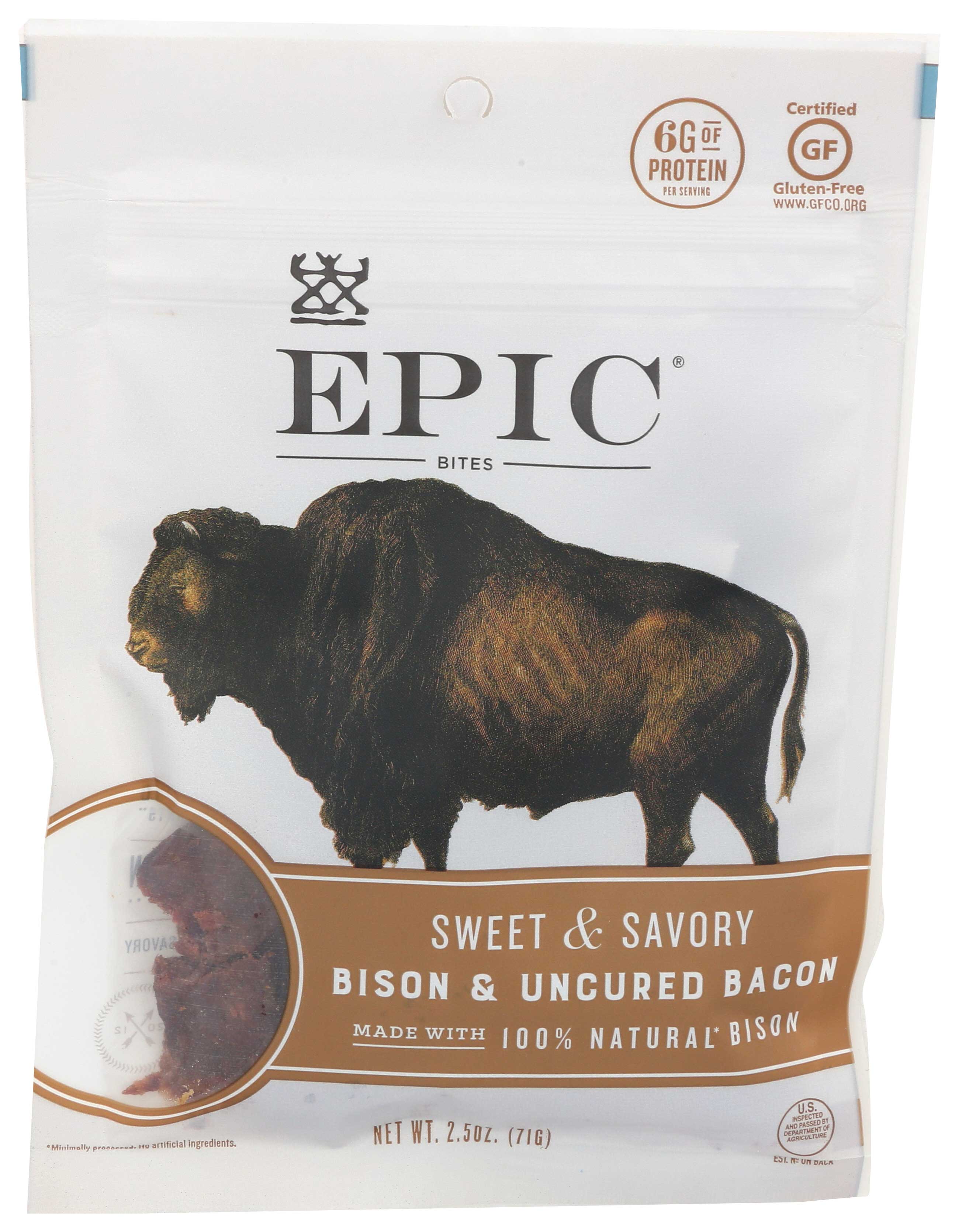 Epic Sweet And Savory Bison And Uncured Bacon Chia Jerky Bites, 2.5 Ounce -- 8 Per Case