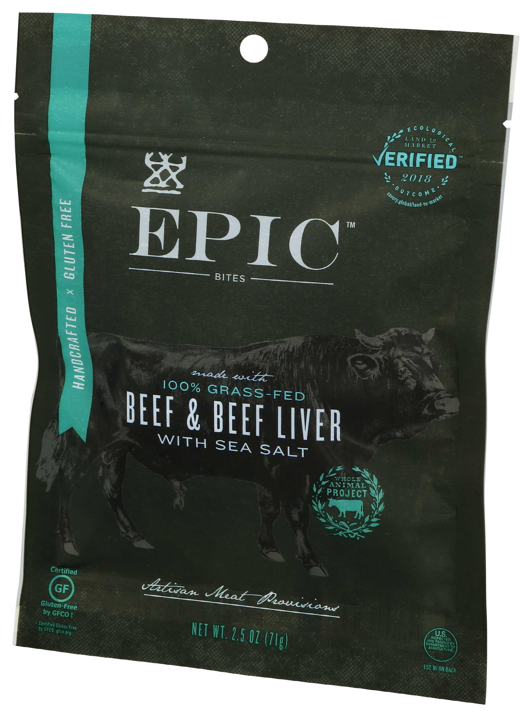 Epic Beef and Beef Liver with Sea Salt Bites, 2.5 Ounce -- 8 per case