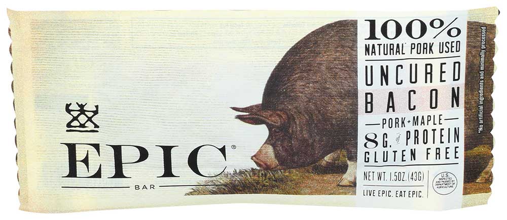 Epic Uncured Bacon Pork Maple Protein Bar, 1.5 Ounce -- 12 Per Case