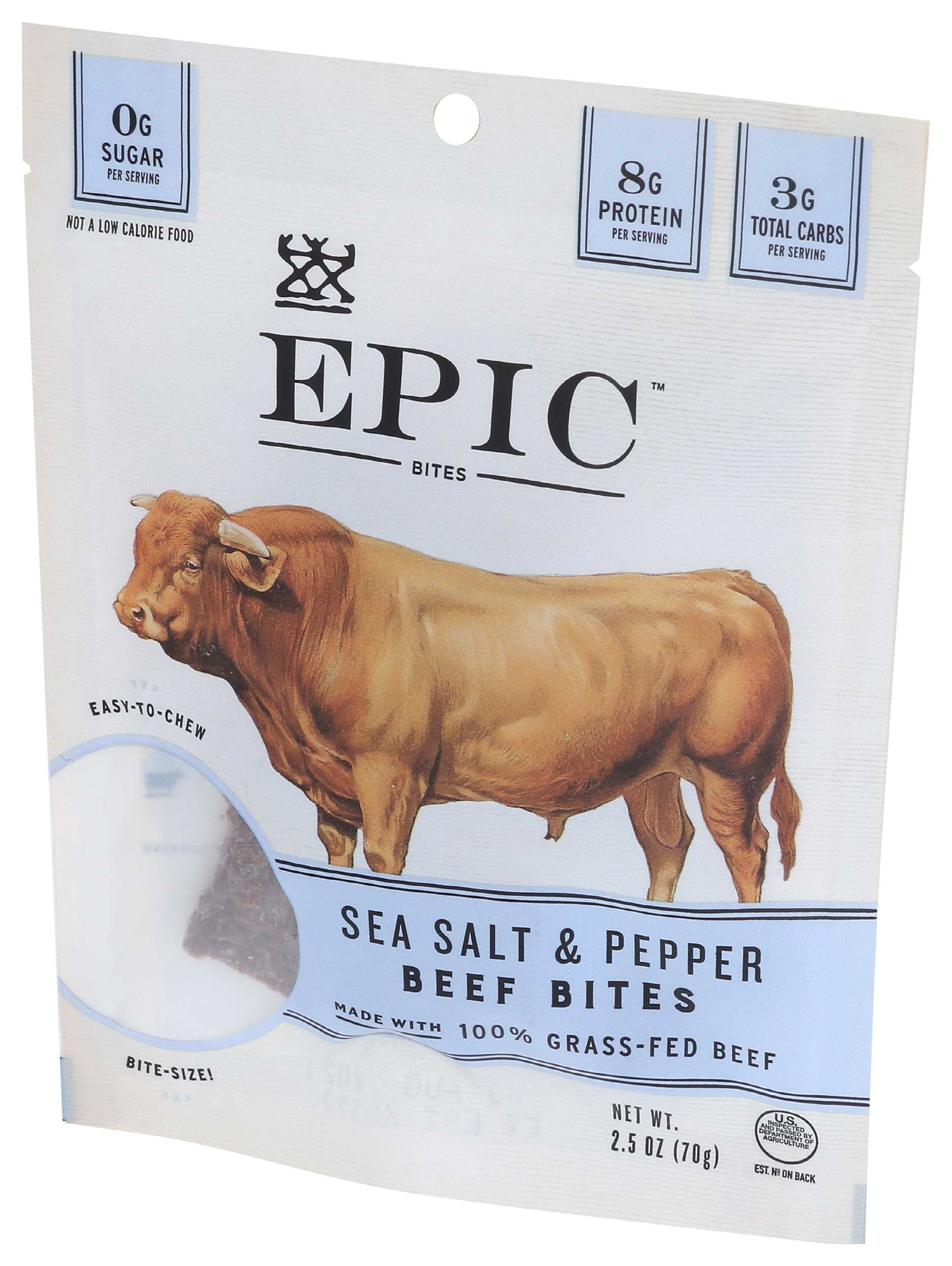 Epic Sea Salt and Pepper Beef Bites, 2.5 Ounce -- 8 per case