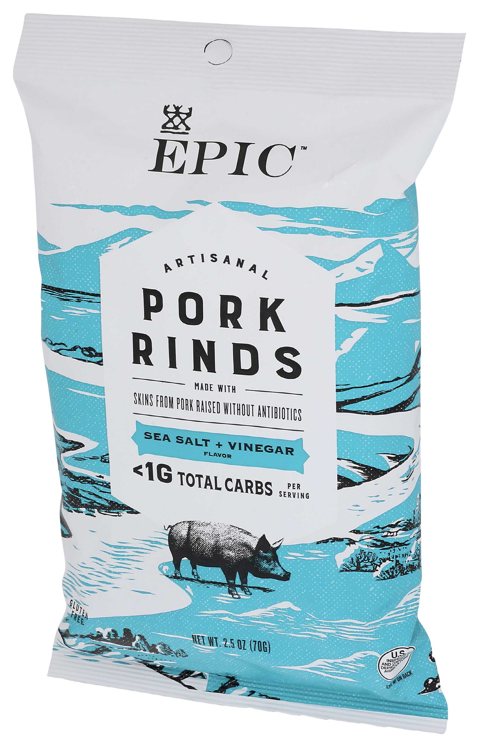 Epic Sea Salt and Vinegar Pork Rind, 2.5 Ounce -- 12 per case