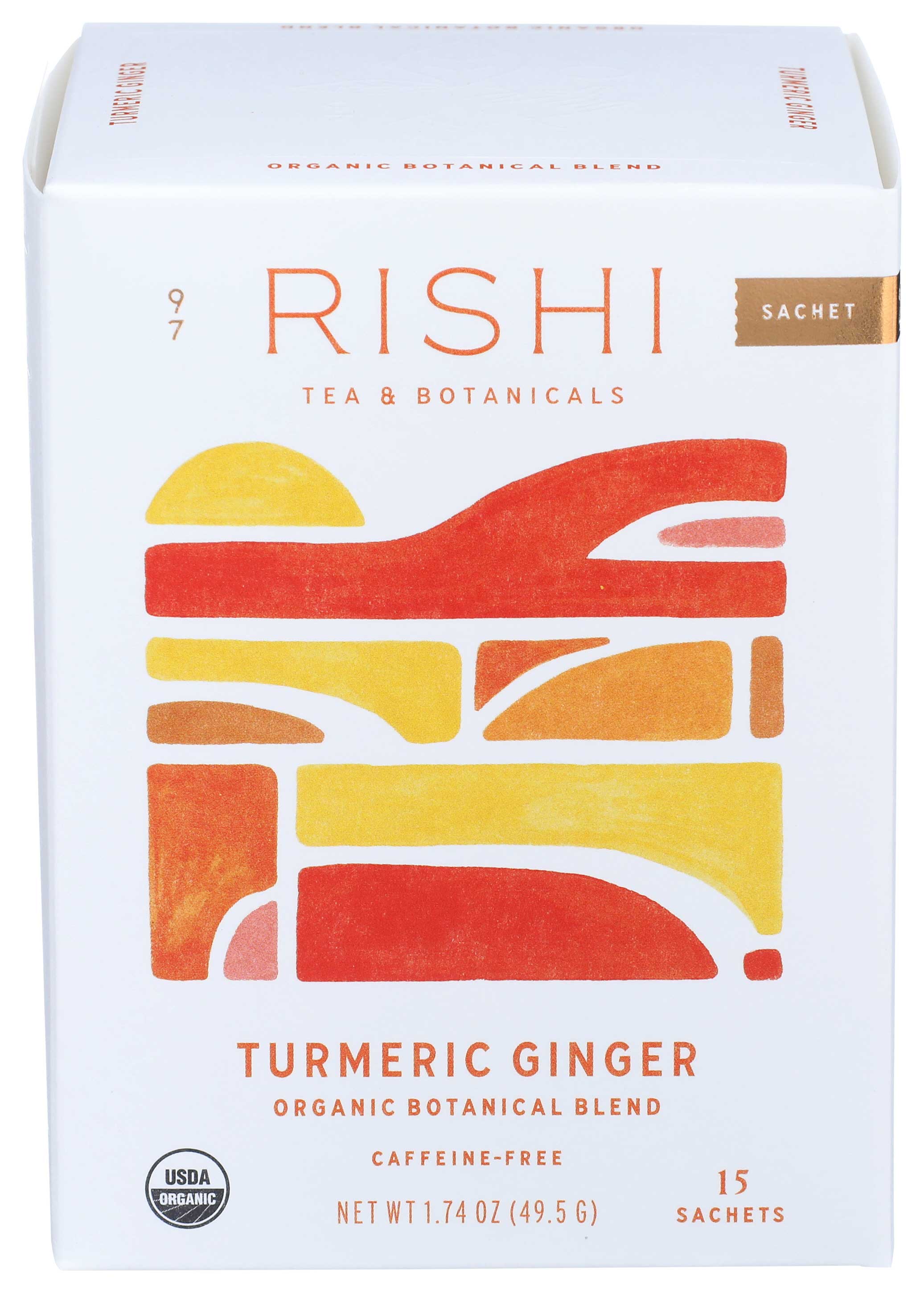 Rishi Organic Turmeric Ginger Tea, 15 Bags Count -- 6 Per Case