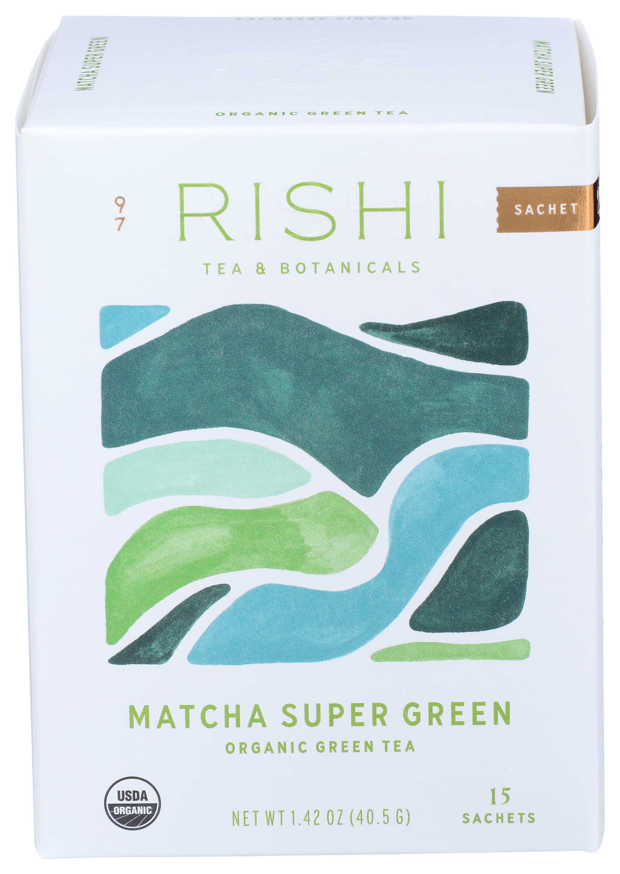 Rishi Organic Matcha Super Green Tea, 15 Bags Count -- 6 Per Case