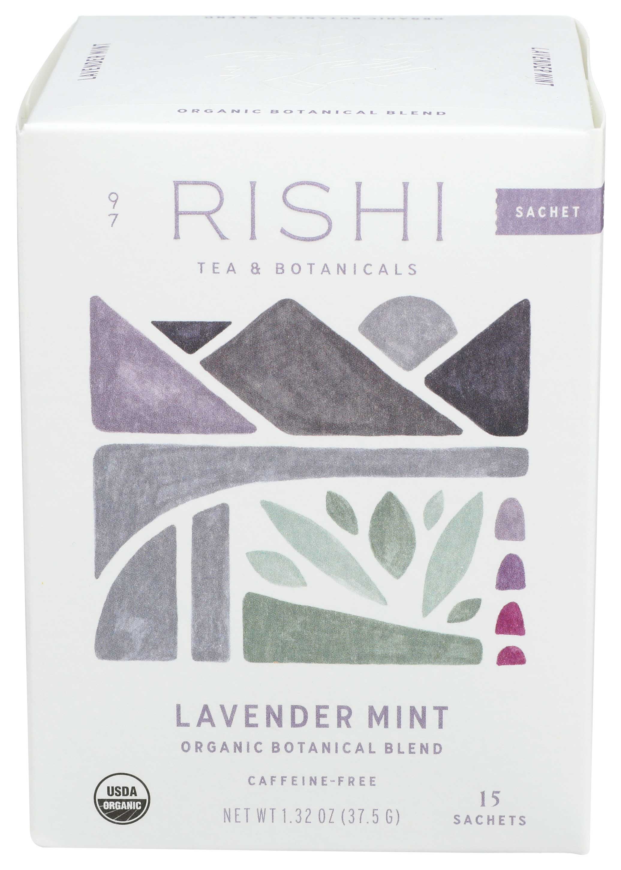 Rishi Organic Lavender Mint Herbal Tea, 15 Tea Sachets Count -- 6 Per Case