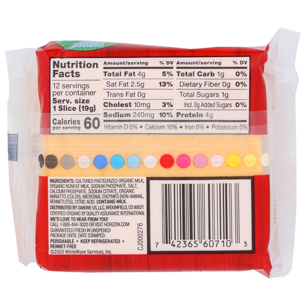 Horizon Organic American Single Cheese, 8 Ounce -- 12 Per Case