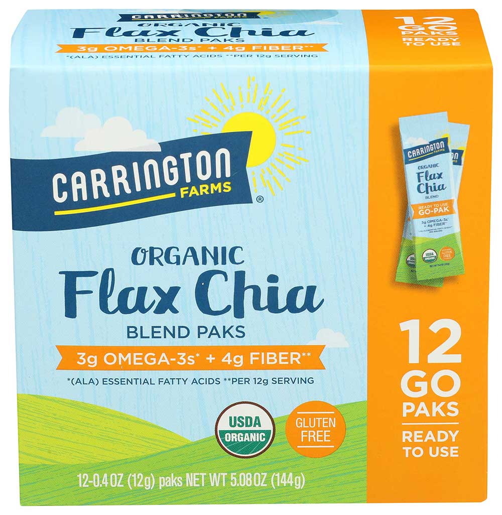 Carrington Farms Organic Flax Chia Paks, 12 Count -- 6 Per Case