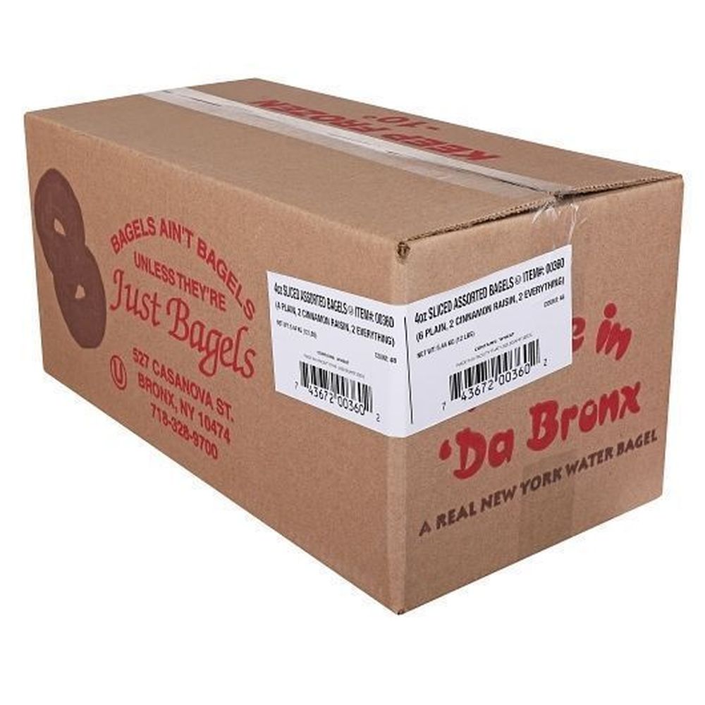 Just Bagels Assorted Sliced Bagel, 4 Ounce -- 48 per case