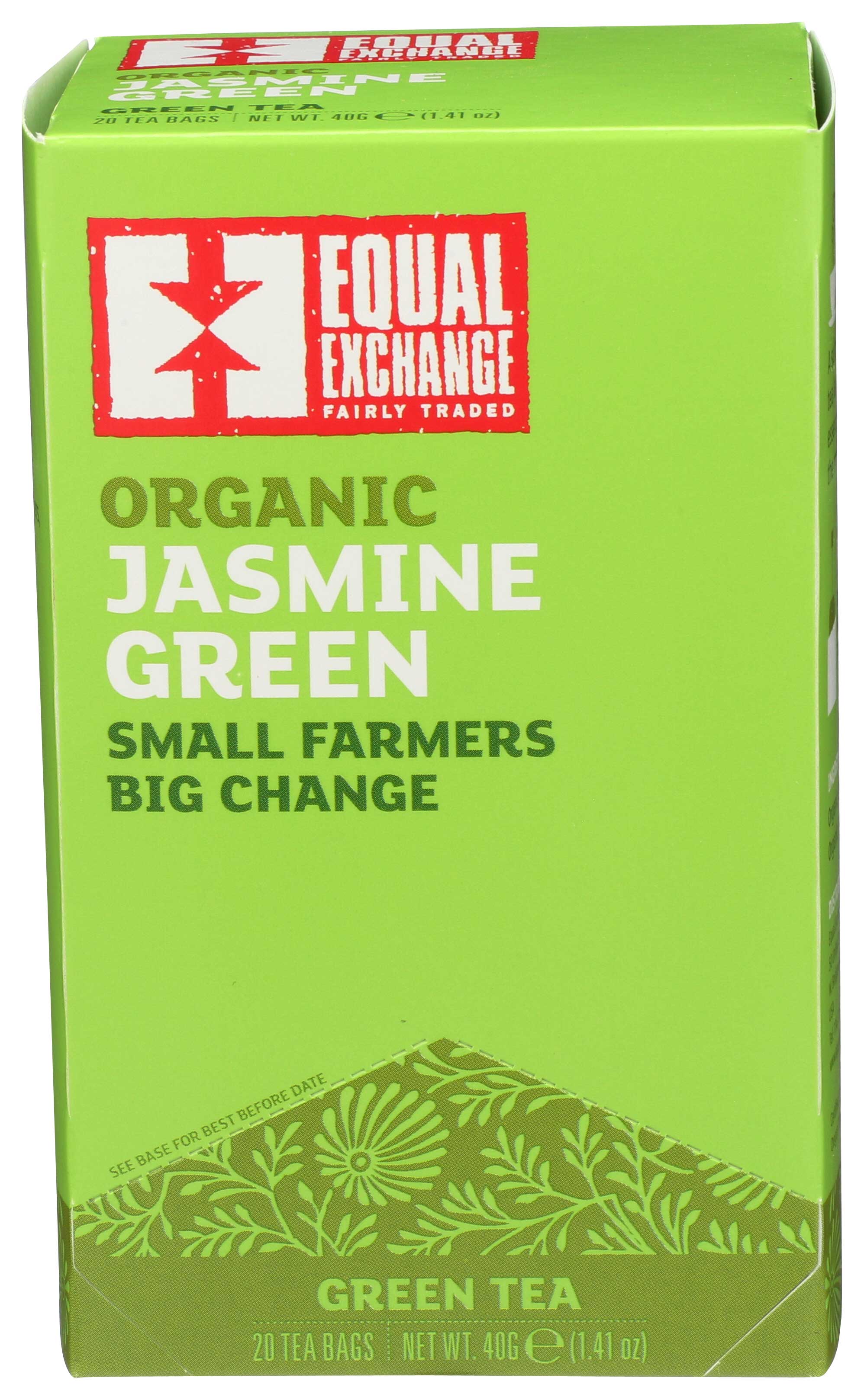Equal Exchange Organic Jasmine Green Tea, 20 Bags Count -- 6 Per Case