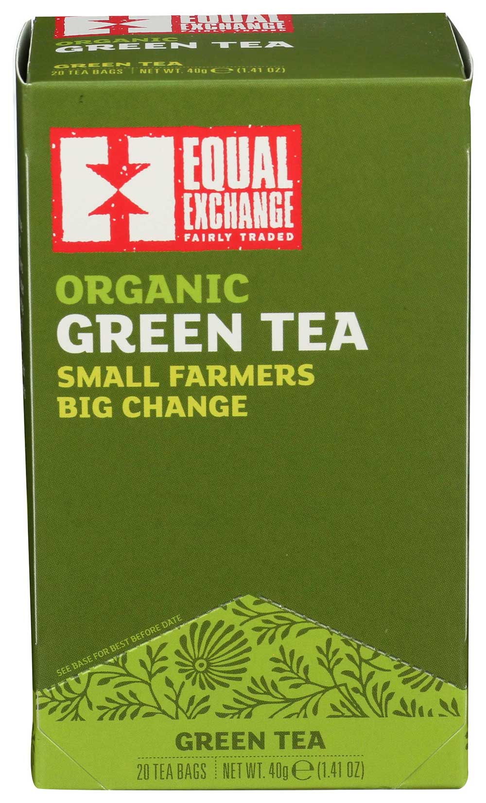 Equal Exchange Organic Green Tea - 20 bags per pack -- 6 packs per case.