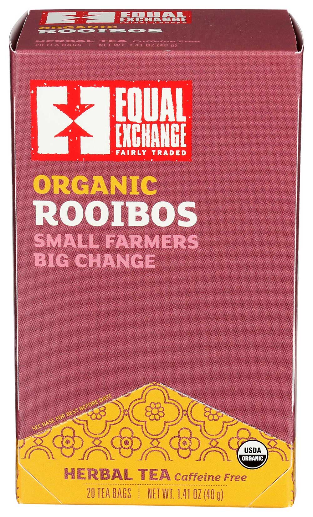 Equal Exchange Organic Rooibos Tea, 20 Bags Count -- 6 Per Case