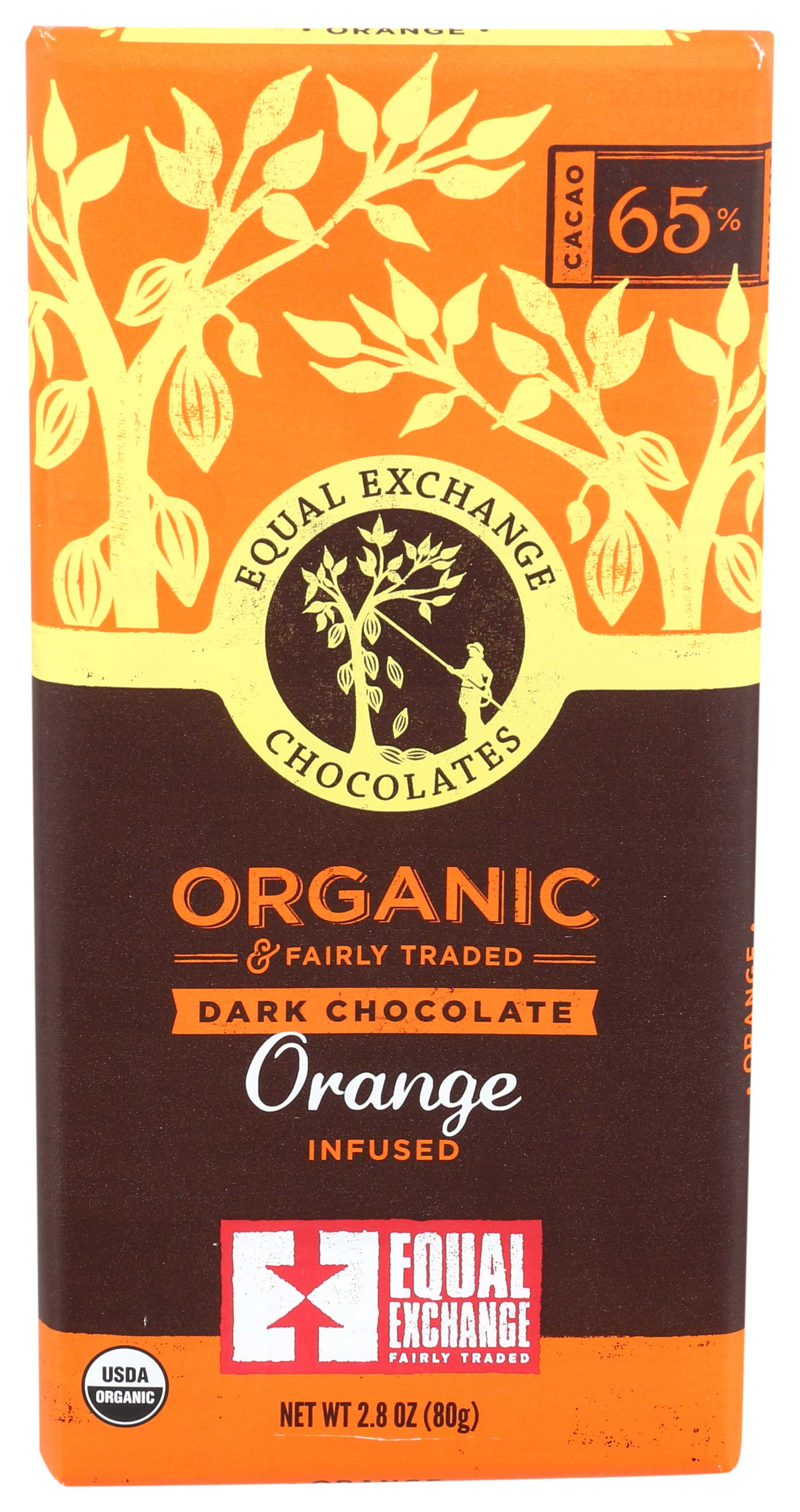Equal Exchange Organic Orange Dark Chocolate Bar, 2.8 Ounce -- 12 Per Case