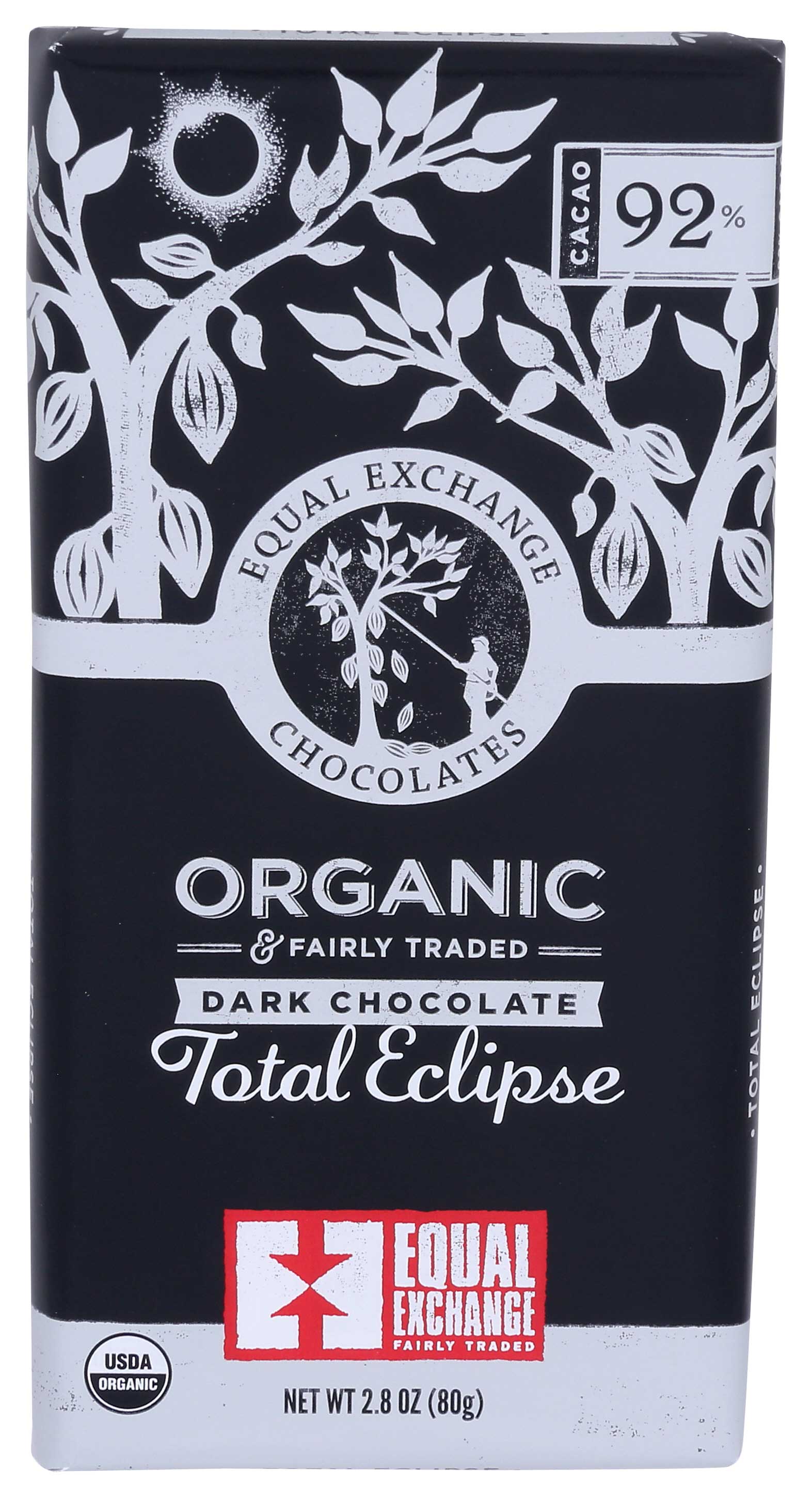 Equal Exchange Organic Total Eclipse Dark Chocolate Bar, 2.8 Ounce -- 12 Per Case