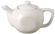Vertex Argyle And Catalina Collection White Porcelain China Tea Pot, 15 Ounce -- 36 Per Case
