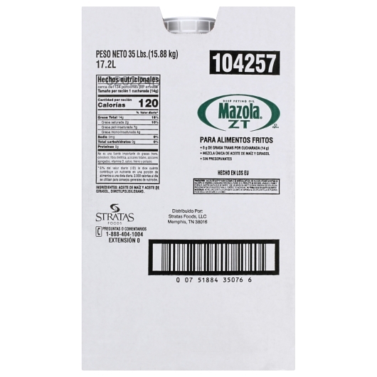 Mazola ZT Deep Fry Oil, 35 Pound