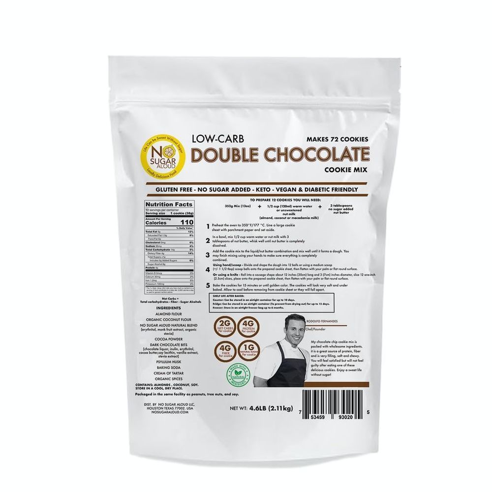 No Sugar Aloud Low Carb Double Chocolate Cookie Mix, 4.61 Pound
