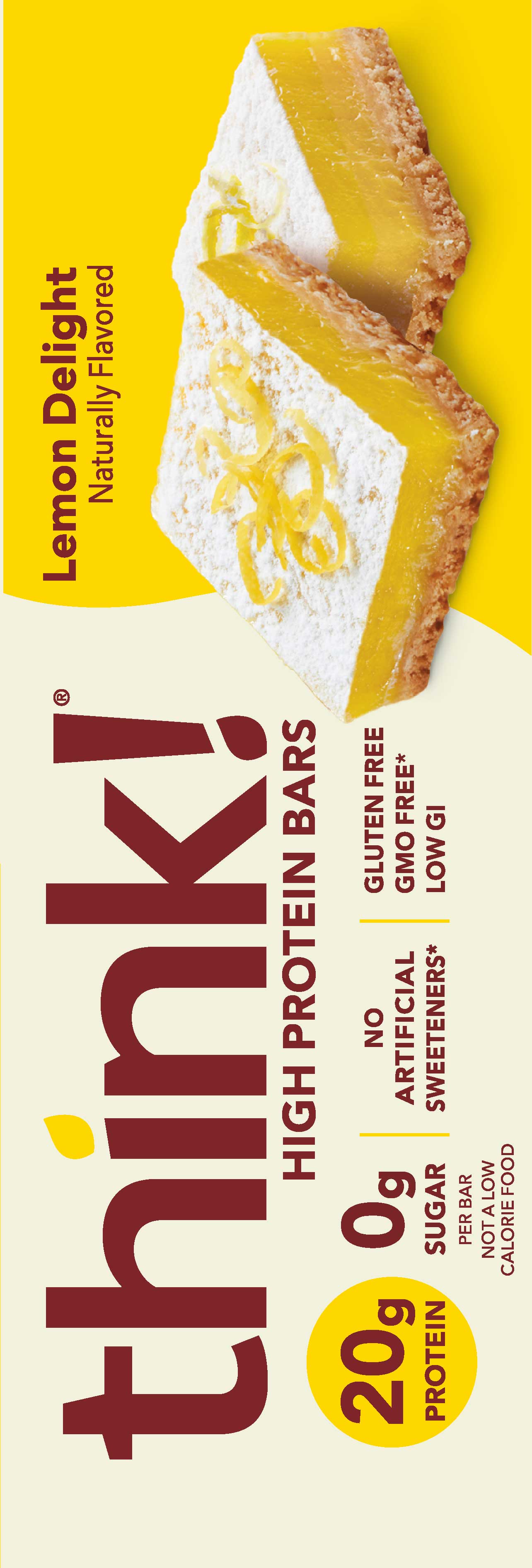 Think Thin Lemon Delight Bar, 2.1 Ounce -- 120 per case.