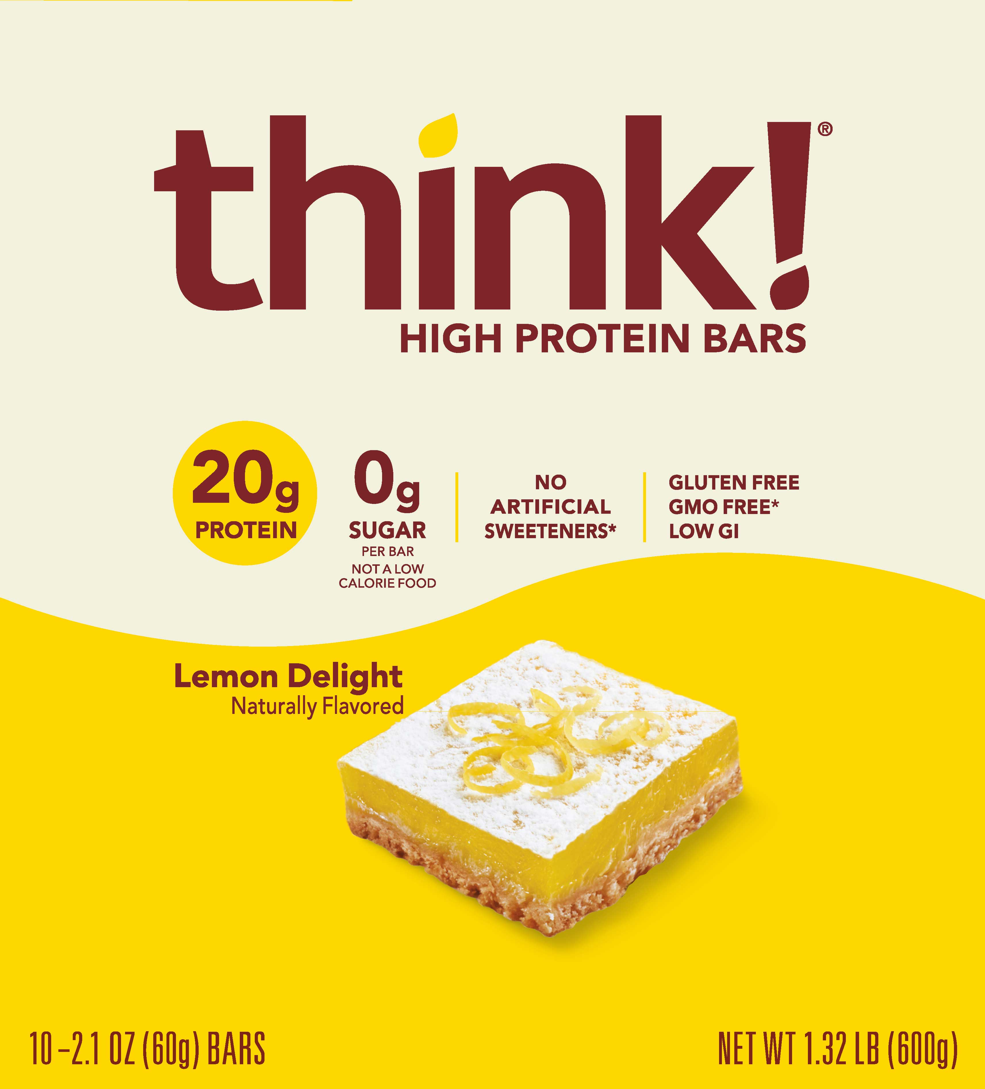Think Thin Lemon Delight Bar, 2.1 Ounce -- 120 per case.