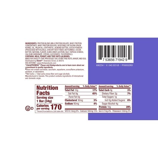 Thinkthin Keto Protein Chocolate Mousse Pie, 1.2 Ounce -- 120 Per Case