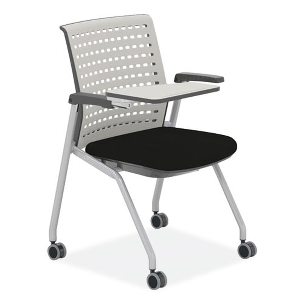 Safco 18 Inch High Black Seat And Gray Back And Base Thesis Training Chair With Static Back And Tablet, Supports 250 Pound -- 2 Per Case