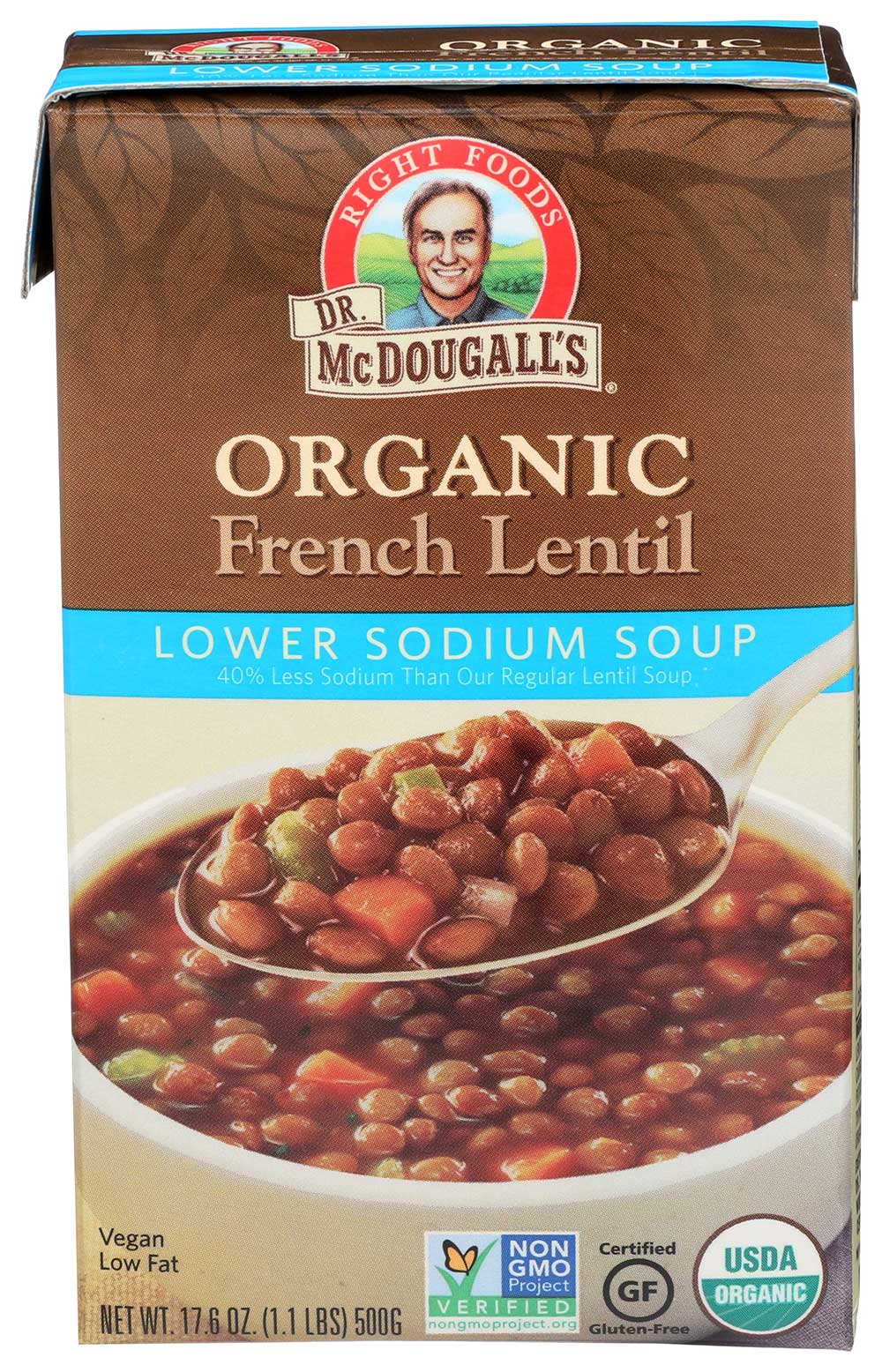 Dr. Mcdougall's Right Foods Organic Low Sodium French Lentil Soup, 17.6 Ounce -- 6 Per Case
