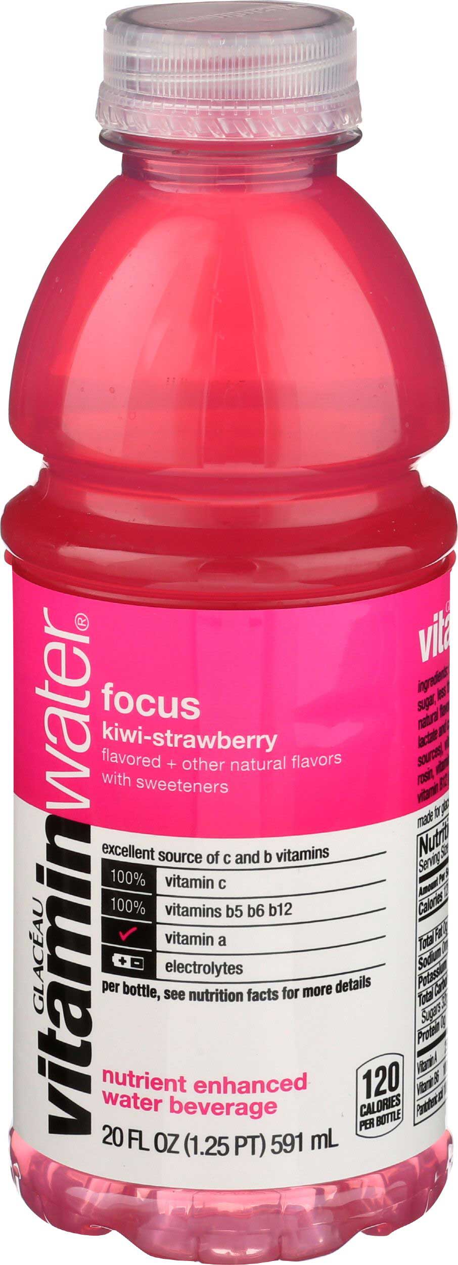 Glaceau Focus Kiwi Strawberry Vitaminwater, 20 Fluid Ounce