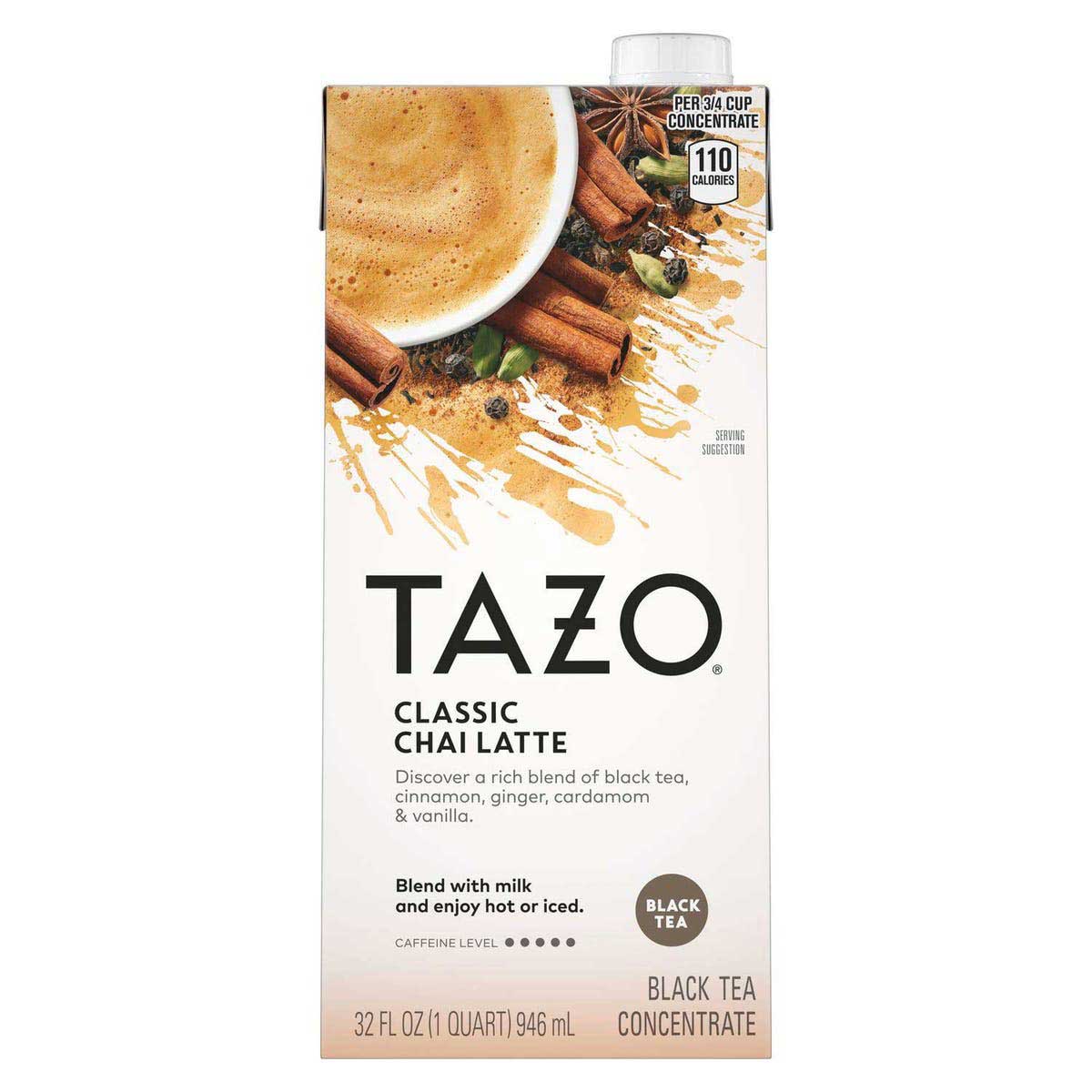 Single Tazo Chai Classic Latte Tea Concentrate 1:1, 32 Ounce