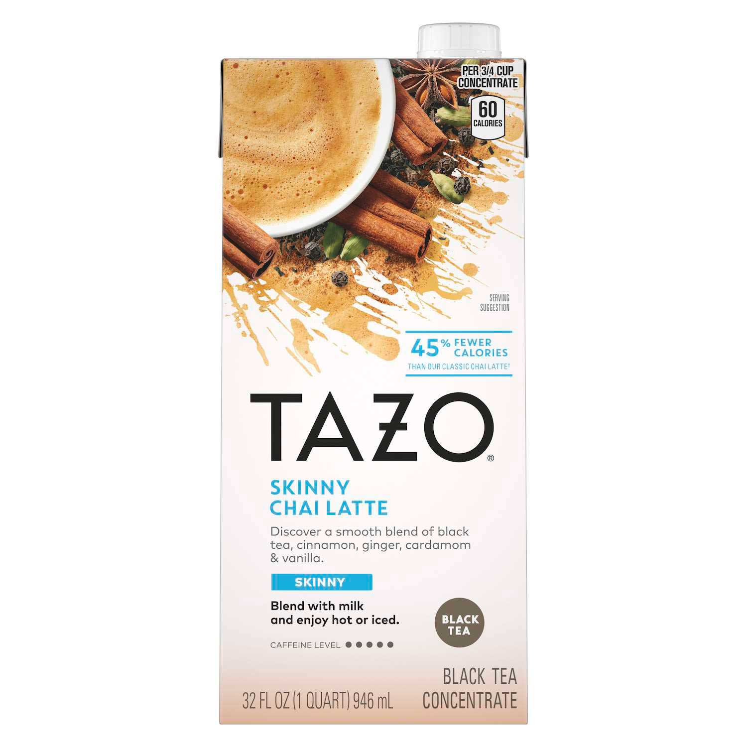 Single Tazo Skinny Chai Latte Tea Concentrate 1:1, 32 Ounce