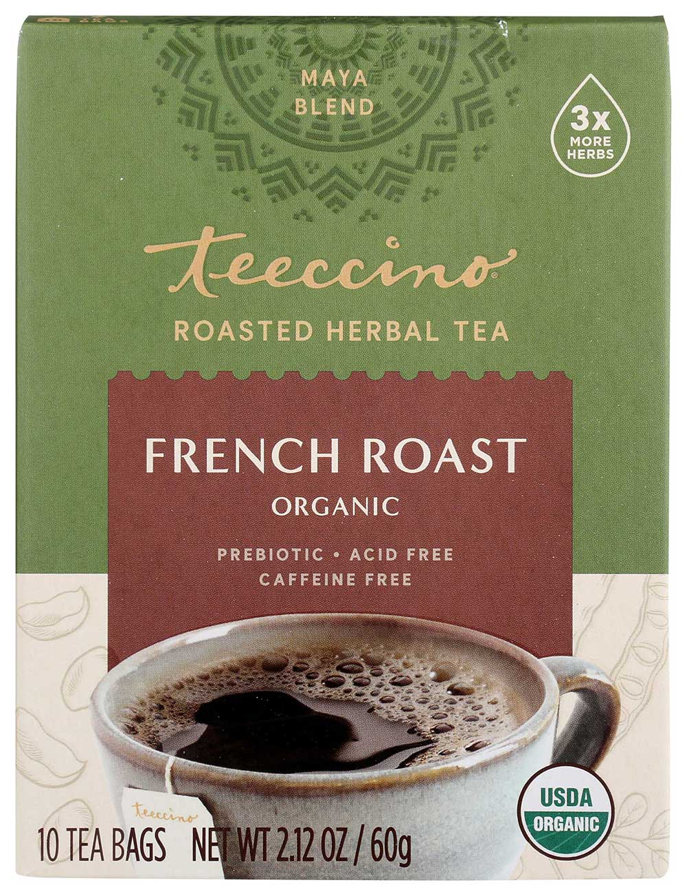 Teeccino Organic French Roast Herbal Coffee - 10 tee bags