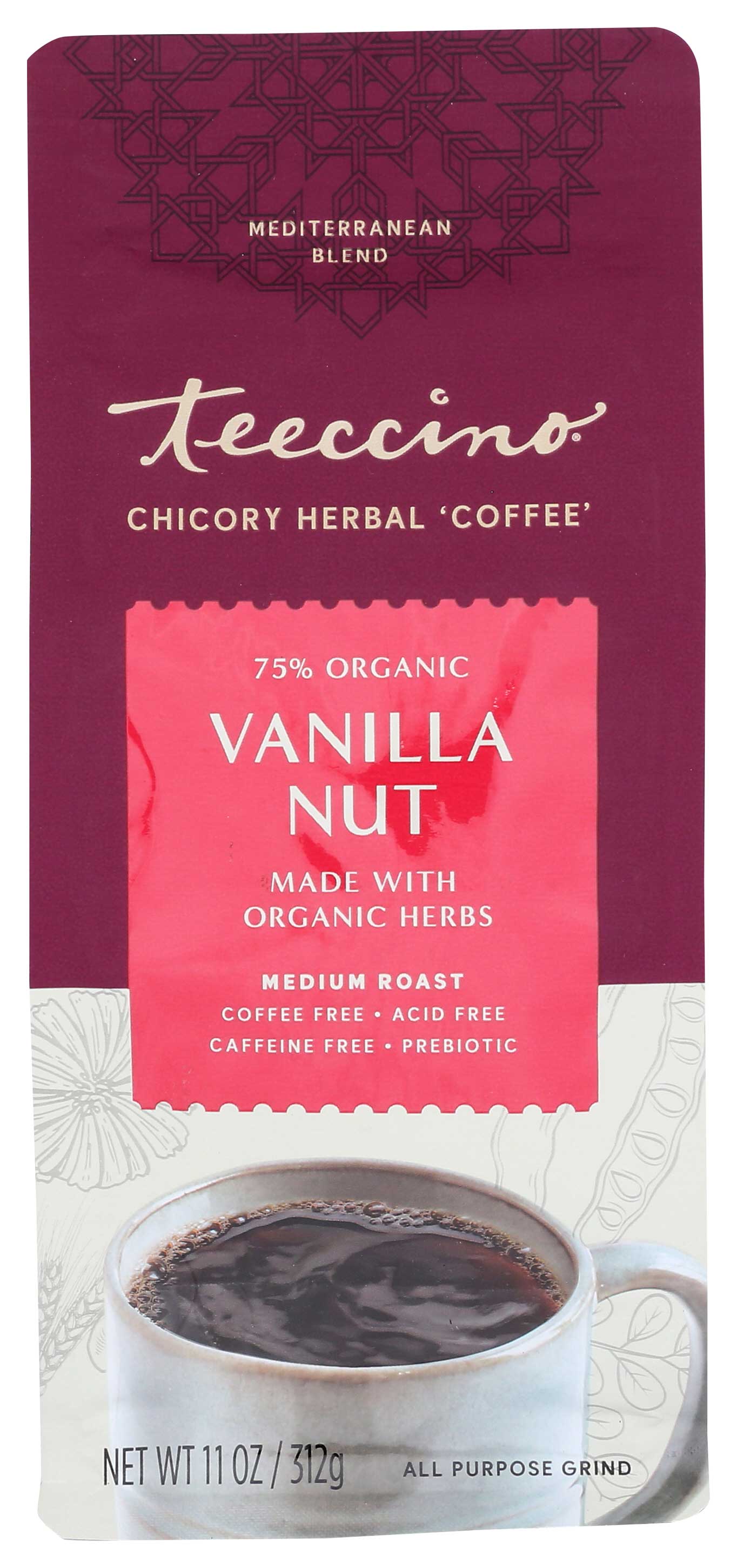 Teeccino Organic Medium Roast Vanilla Nut Herbal Coffee, 11 Ounce -- 6 Per Case