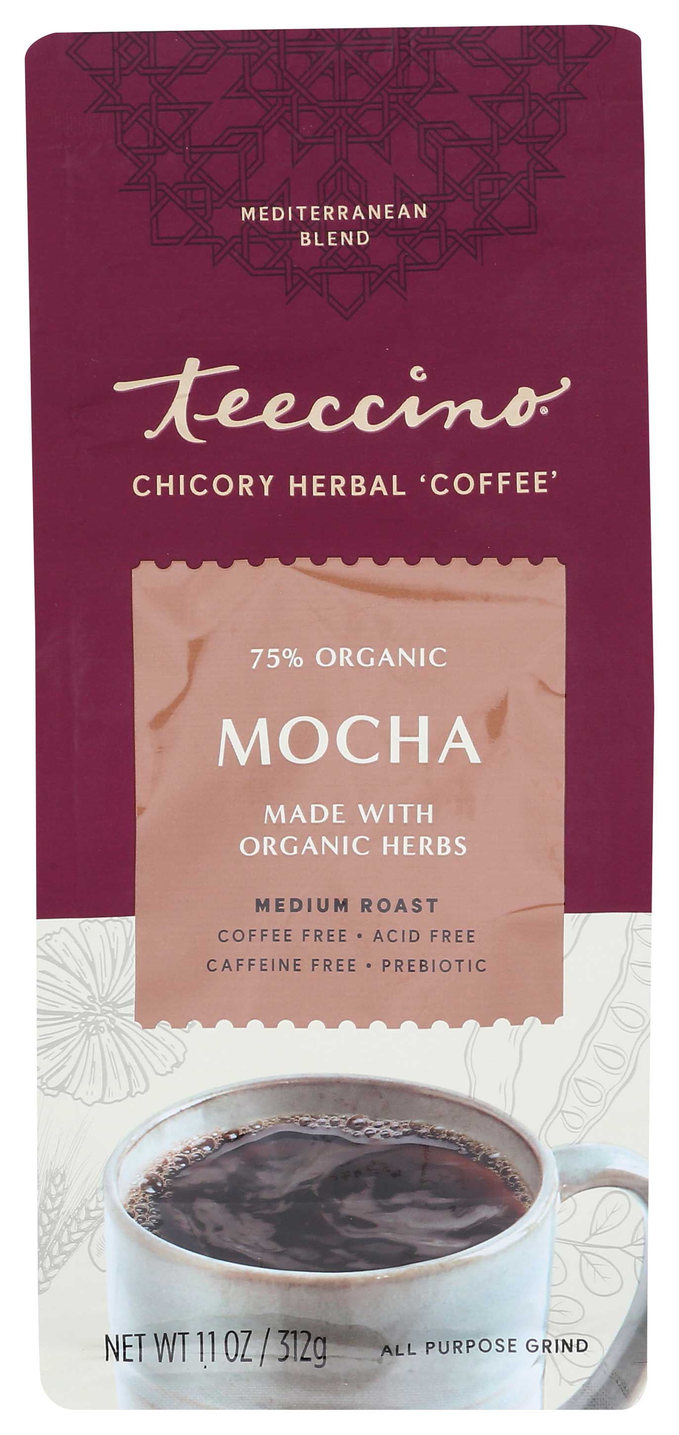 Teeccino Organic Medium Roast Mocha Herbal Coffee, 11 Ounce -- 6 Per Case