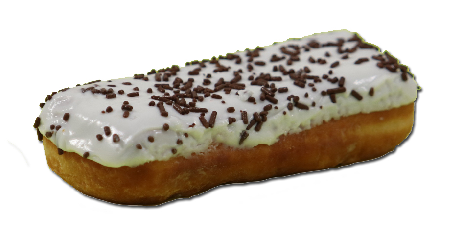 Prairie City Bakery Premium Long John Creme Filled White Iced Donut With Chocolate Sprinkles, 28.4 Gram -- 4 Per Case