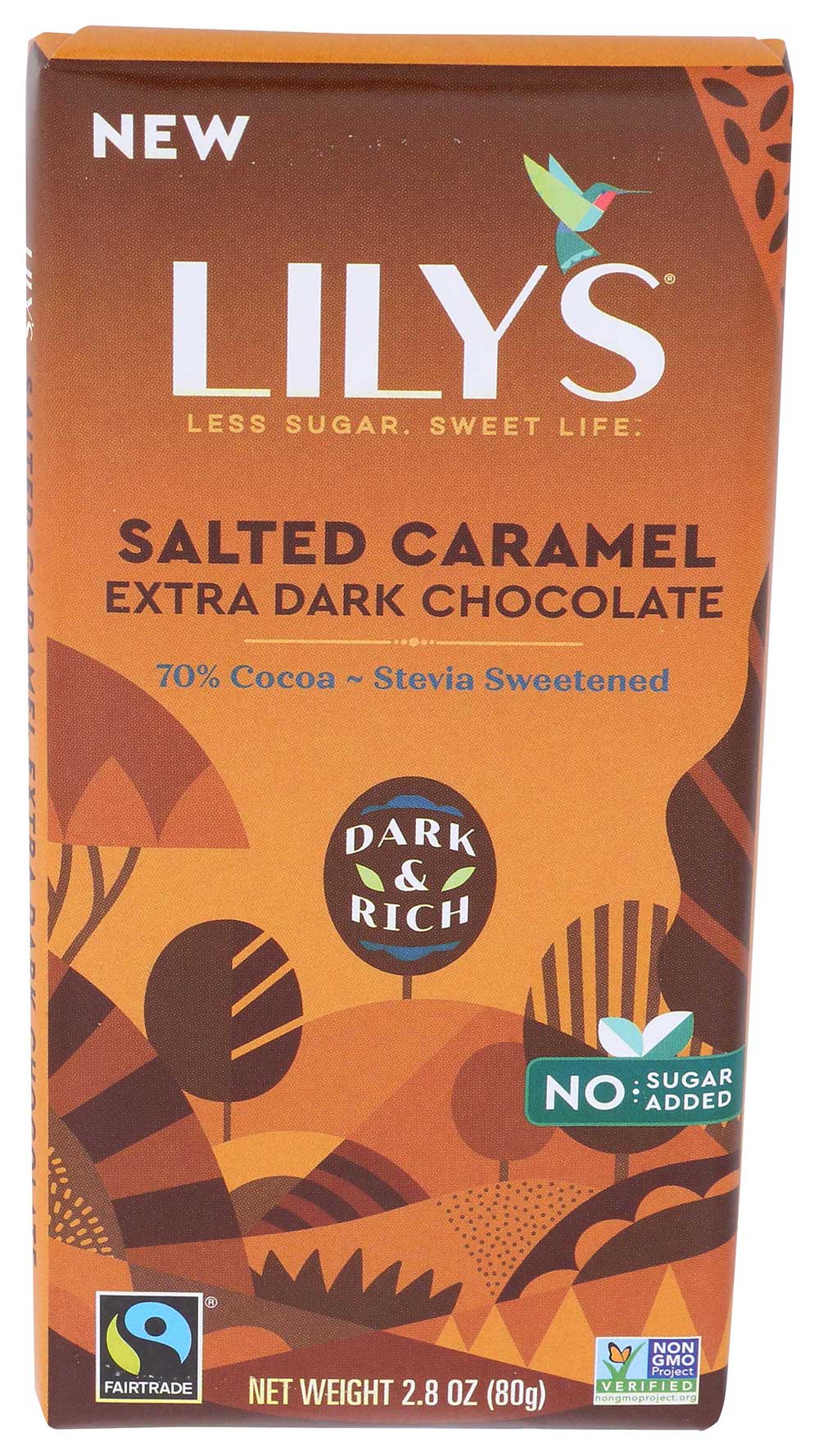 Lily's Sweets 70 Percent Salted Caramel Dark Chocolate Bar, 2.8 Ounce -- 12 Per Case