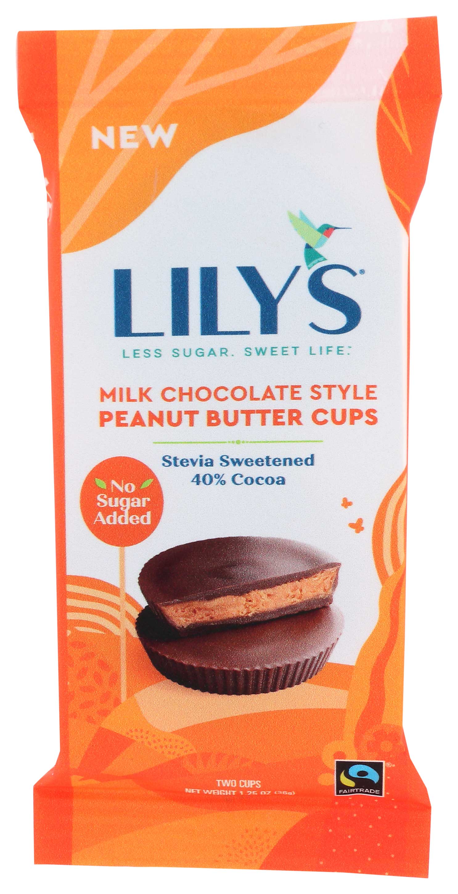 Lily's Sweets 40 Percent Cocoa Milk Chocolate Peanut Butter Cups, 1.25 Ounce -- 12 Per Case