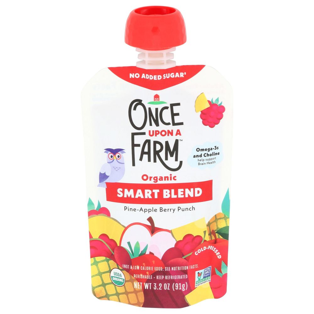 Once Upon A Farm Organic Smart Blend Pine-apple Berry Punch Baby Food, 3.2 Onzas -- 8 Por Caja