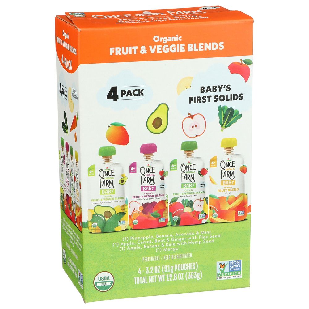 Once Upon A Farm Organic Babys First Solids Food - Paquete Variado, 12.8 Onzas -- 6 Por Caja