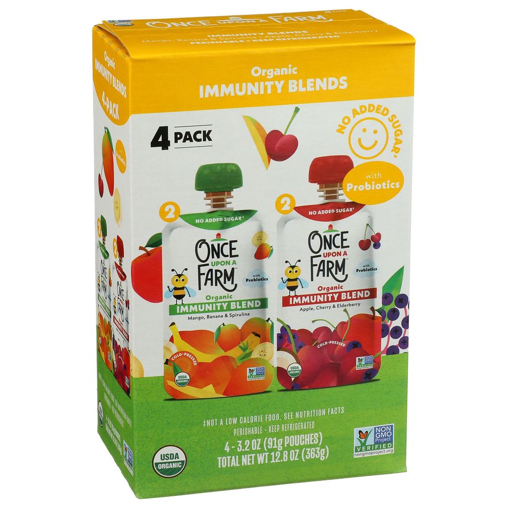 Once Upon A Farm Organic 3.2 Onzas Immunity Blends With Probiotics, 4 Unidades -- 6 Por Caja