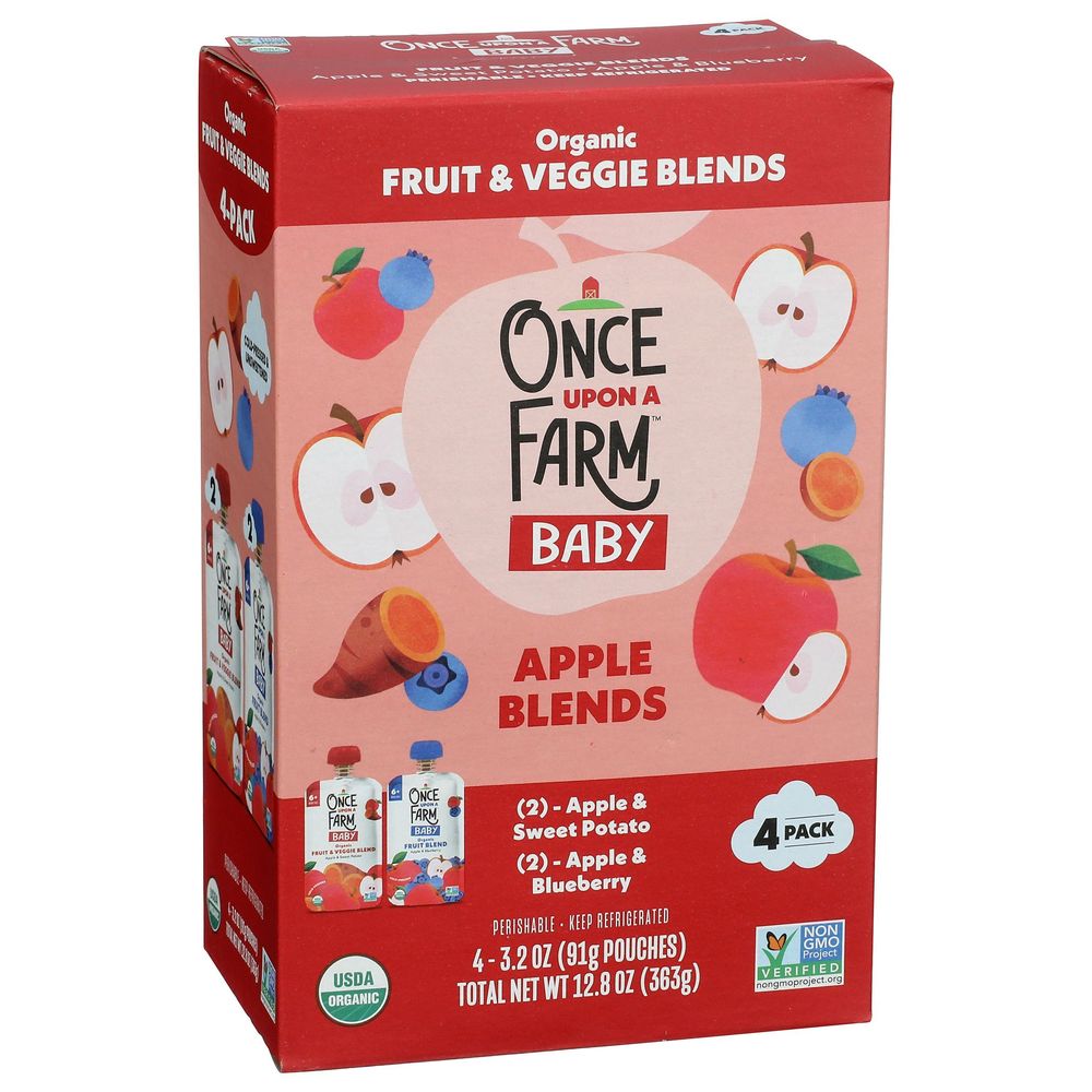 Once Upon A Farm Apple Blends Comida Para Bebés, 12.8 Onzas -- 6 Por Caja