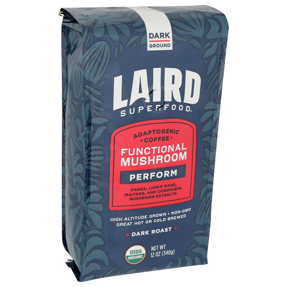 Laird Superfood Organic Dark Ground Mushroom Coffee, 12 Ounce -- 6 per case